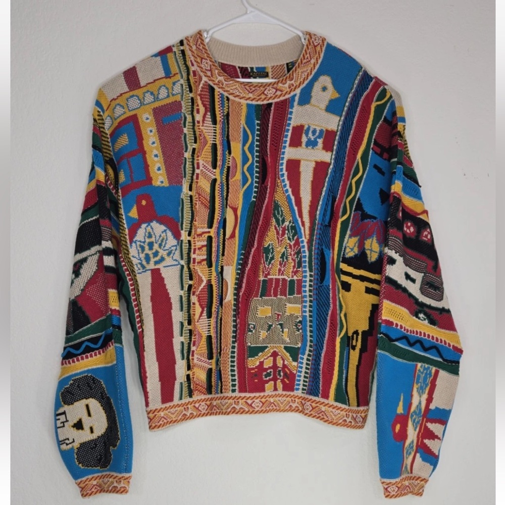 KAPITAL Japan Kachina Gaudy Knit Crew Neck Pullover Sweater Size 3